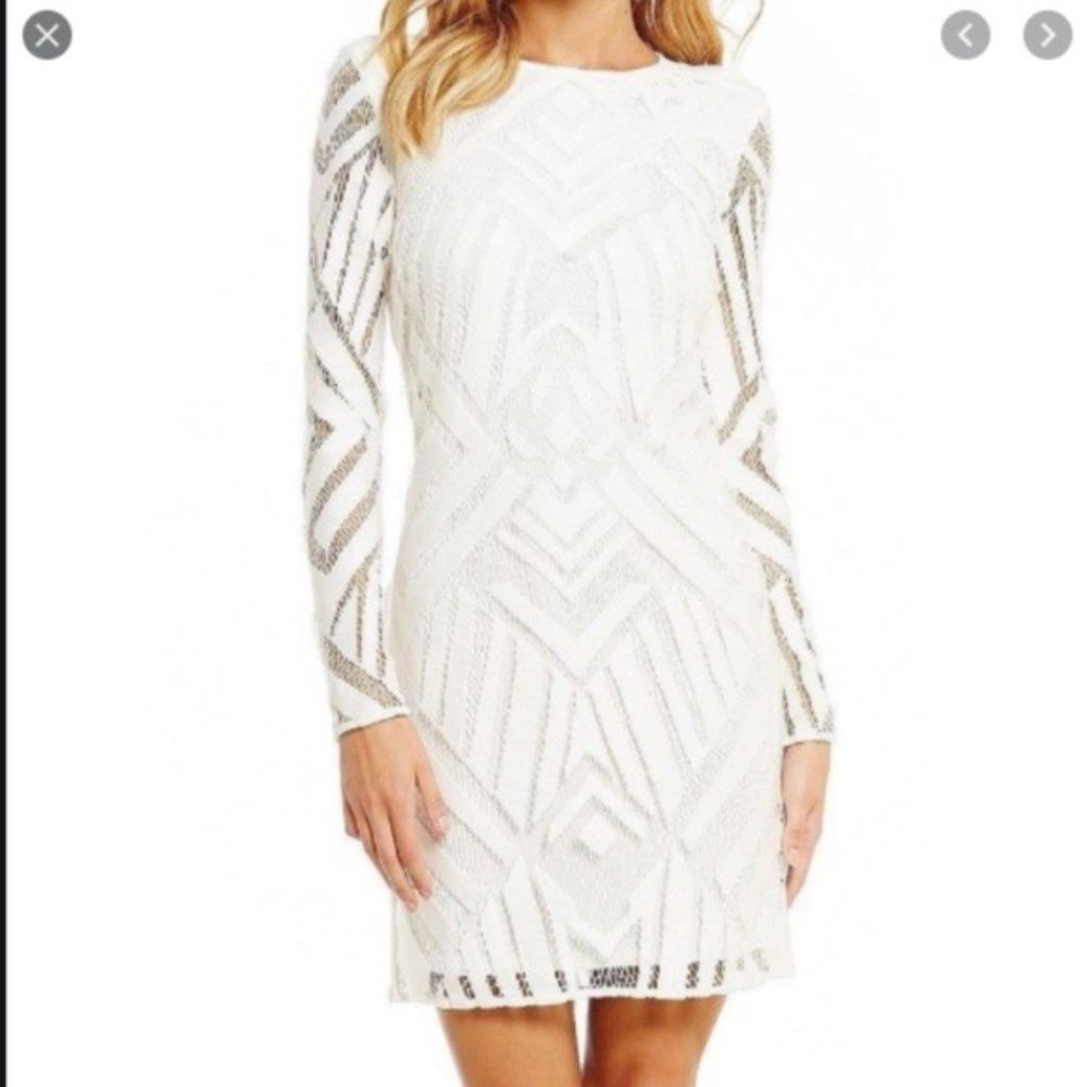 DKNY White Textured Lace Dress
